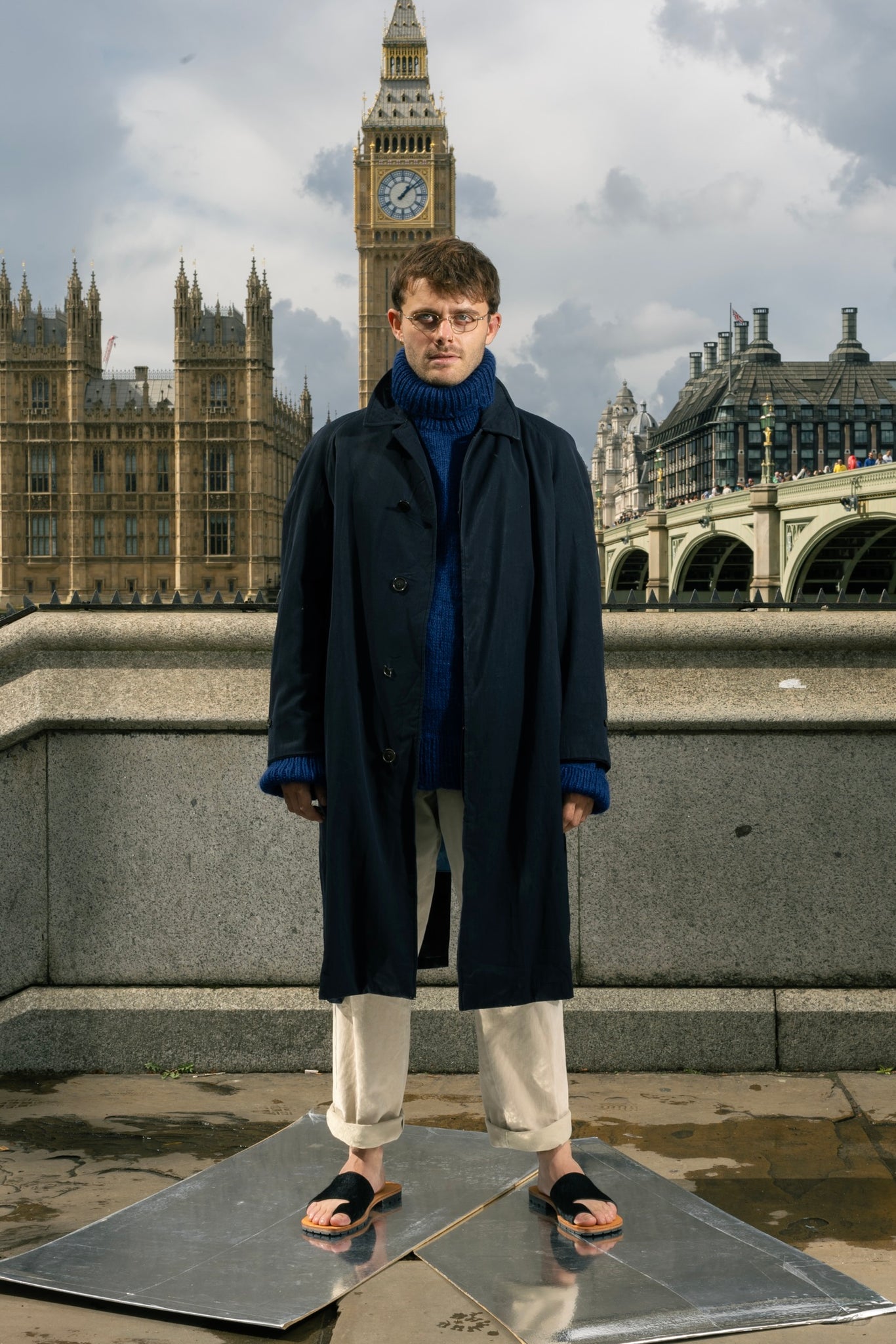 1950s Burberry "Dark Navy" Wool Gabardine Balmacaan Coat