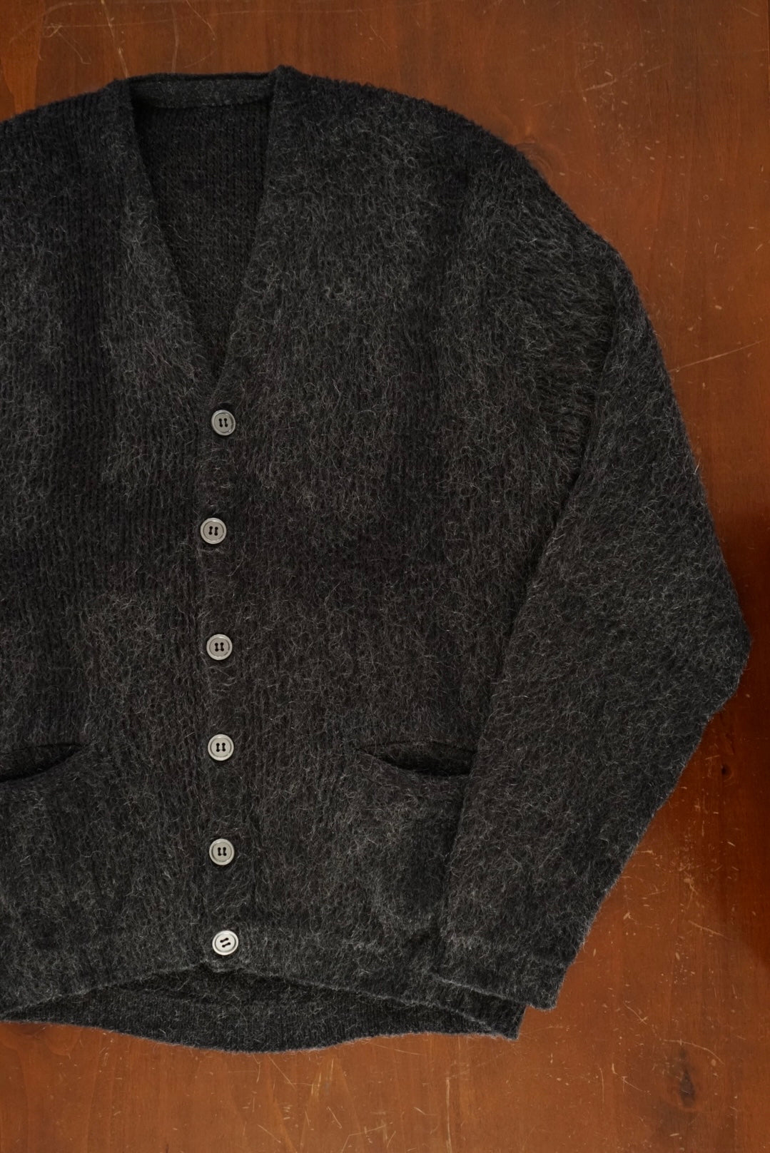 1960s "Long hair" Mohair Cardigan Charcoal Gray size 40-42