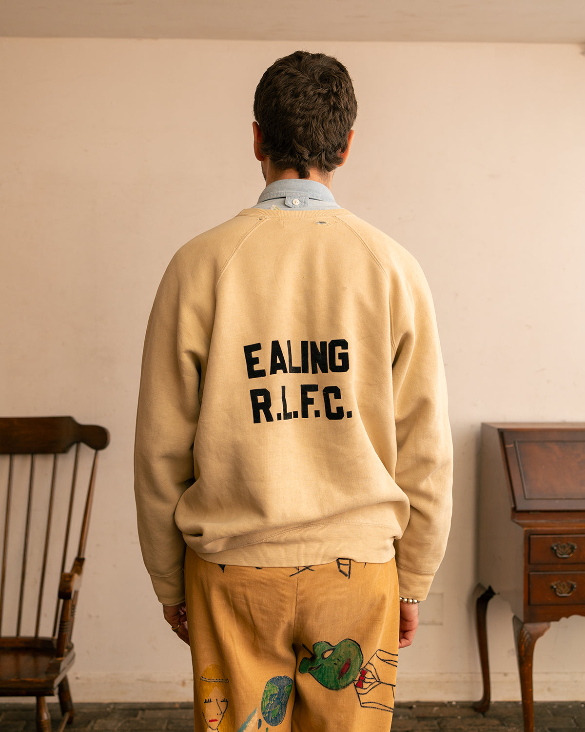 1950s UK Sweat Shirts"EALING R.L.F.C." “はめ込み前V”"フロッキープリント” 42-44