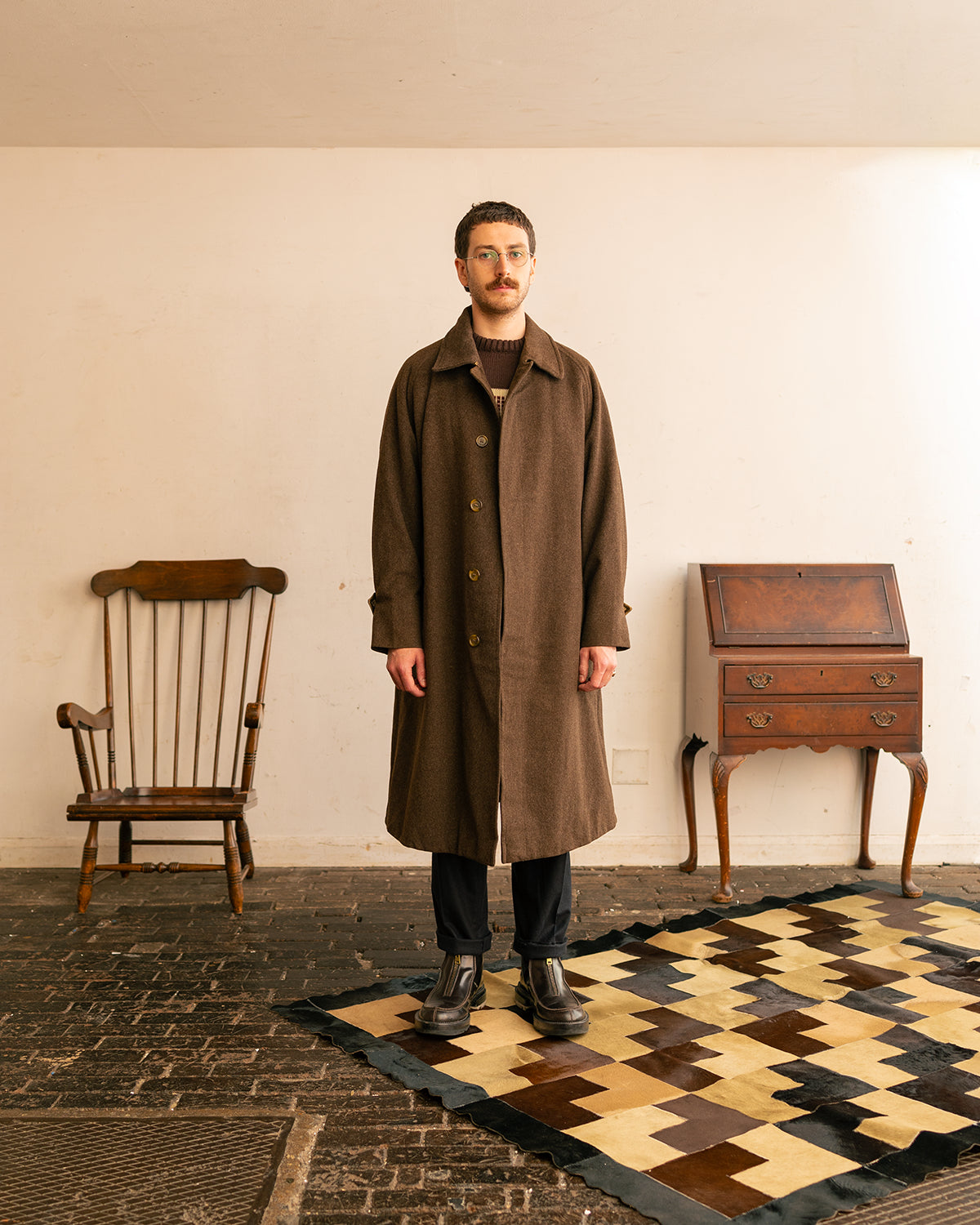 1980s Burberry Loden Cloth “Brown” Single Raglan Balmacaan Coat