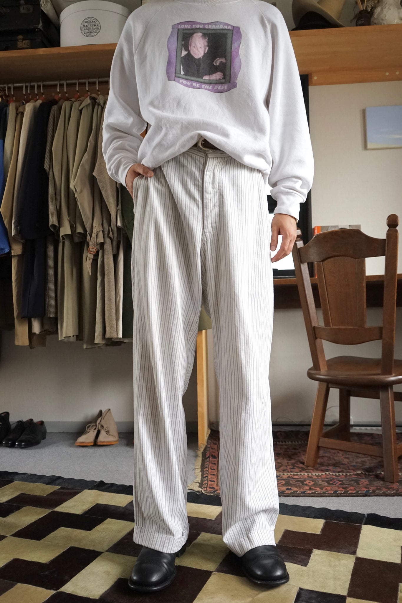 1940s RIVERSLACK By RIVERSIDE Pinstripe Cotton Trousers