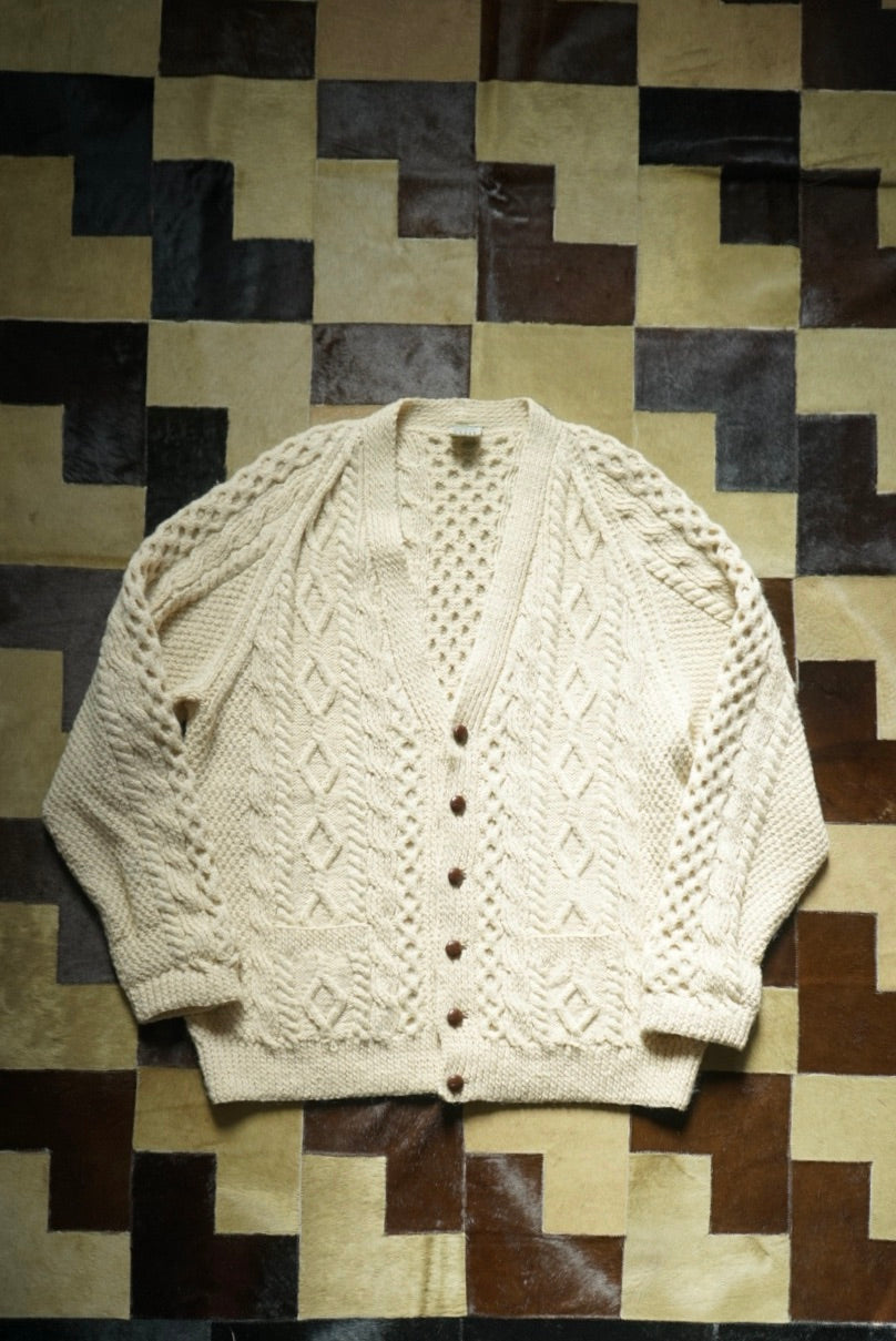 1980s BLARNEL WOOLLEN MILLS "GIANT" Arran Knit Cardigan Made in IRELAND