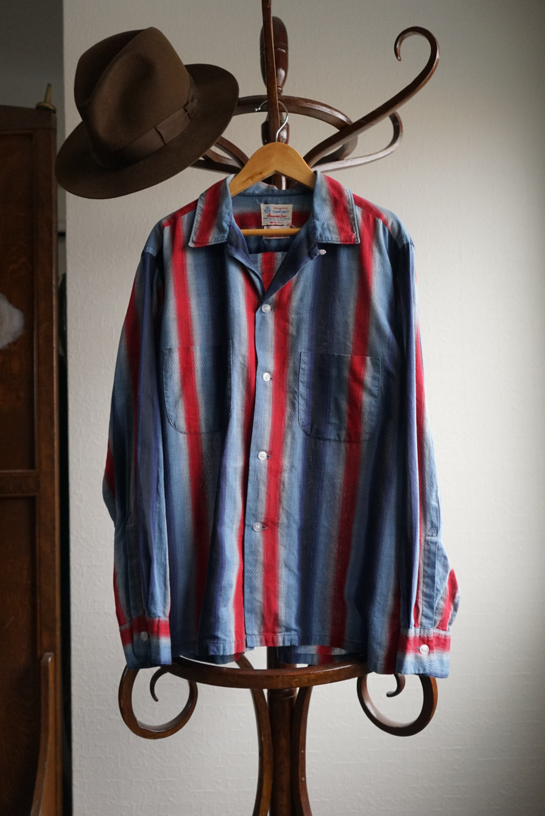 1960s PENNY'S TOWNCRAFT  "Shadow Stripe" Open Collar Shirts