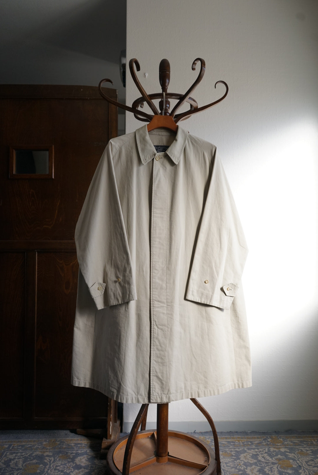 1960s Burberry "無双仕立て” "Ivory" Balmacaan Coat Cotton 100% 一枚袖