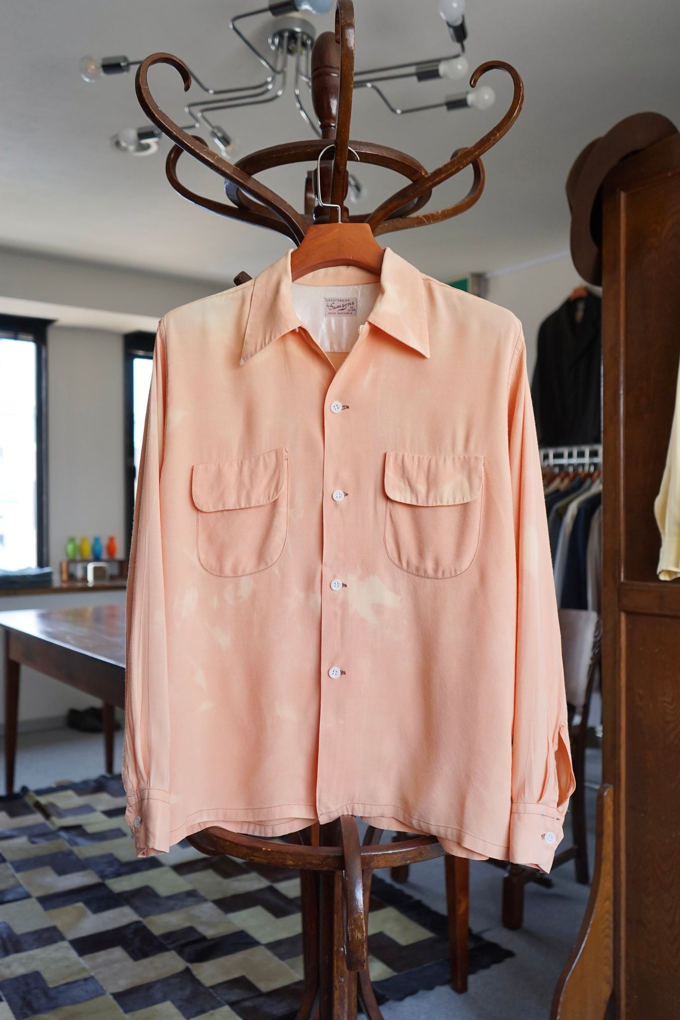 1950s Sam sons "Patches Baby Pink" Rayon Shirt